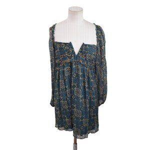 New Anthropologie Let Me Be Babydoll Mini Dress Black Floral New Medium Petite